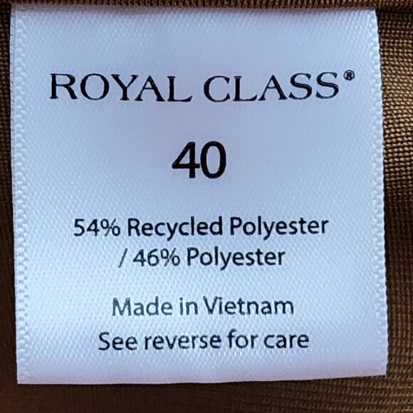 Royal Class Brand Golden Brown Flat Front Stretch Poly Straight Leg Pants Sz 40 - Picture 15 of 16